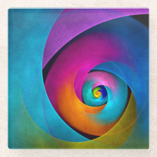 Modern Floral Abstract Art Pink Blue Pattern #17 Glass Coaster