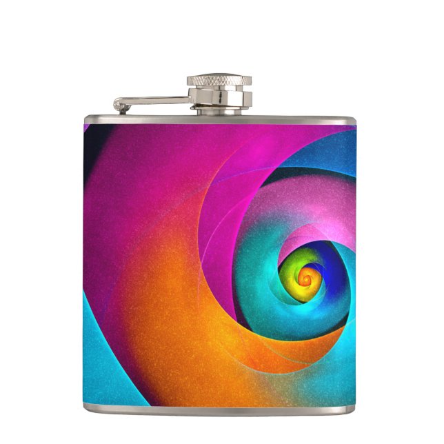 Modern Floral Abstract Art Pink Blue Pattern #17 Hip Flask (Front)