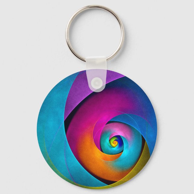 Modern Floral Abstract Art Pink Blue Pattern #17 Key Ring (Front)