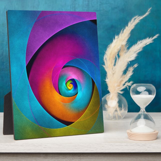 Modern Floral Abstract Art Pink Blue Pattern #17 Plaque (Side)