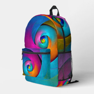 Modern Floral Abstract Art Pink Blue Pattern #17 Printed Backpack