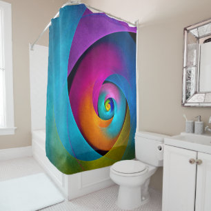 Modern Floral Abstract Art Pink Blue Pattern #17 Shower Curtain