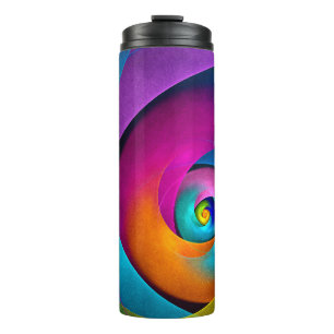 Modern Floral Abstract Art Pink Blue Pattern #17 Thermal Tumbler