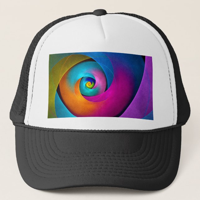 Modern Floral Abstract Art Pink Blue Pattern #17 Trucker Hat (Front)