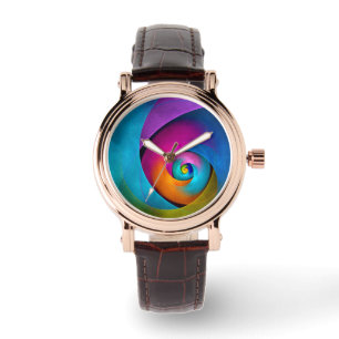 Modern Floral Abstract Art Pink Blue Pattern #17 Watch