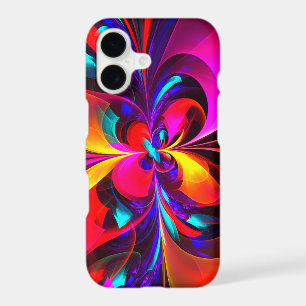 Modern Floral Abstract Art Red Blue Pattern #07