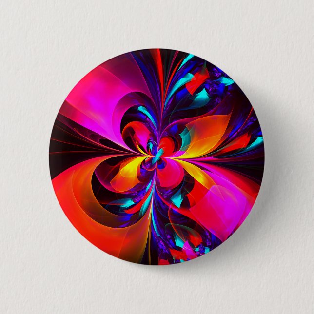 Modern Floral Abstract Art Red Blue Pattern #07 6 Cm Round Badge (Front)