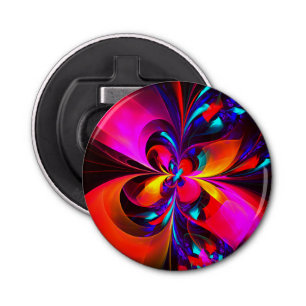 Modern Floral Abstract Art Red Blue Pattern #07 Bottle Opener