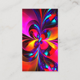 Modern Floral Abstract Art Red Blue Pattern #07 Business Card