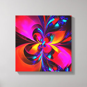 Modern Floral Abstract Art Red Blue Pattern #07 Canvas Print