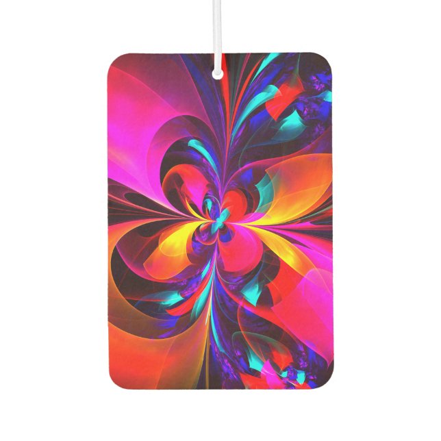 Modern Floral Abstract Art Red Blue Pattern #07 Car Air Freshener (Front)