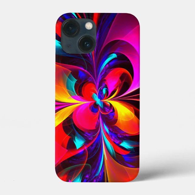 Modern Floral Abstract Art Red Blue Pattern #07 Case-Mate iPhone Case (Back)