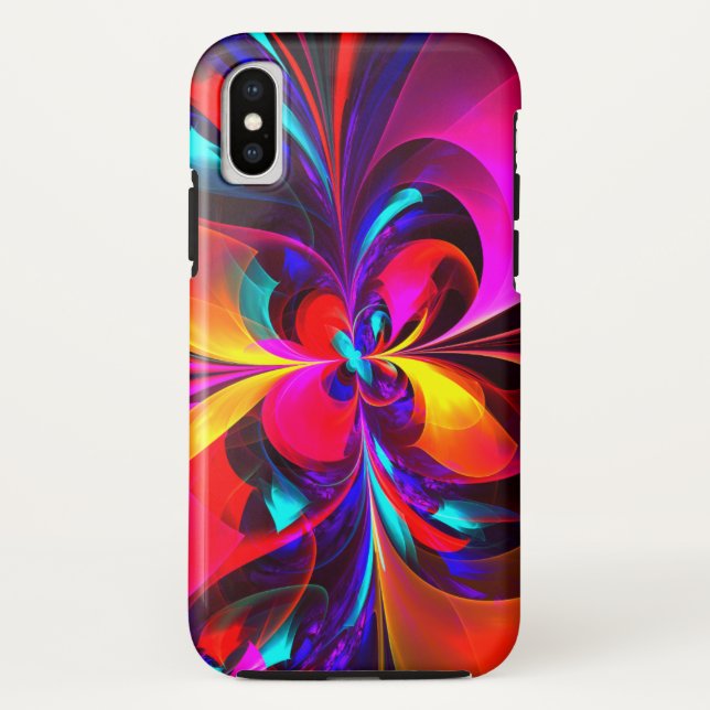 Modern Floral Abstract Art Red Blue Pattern #07 Case-Mate iPhone Case (Back)