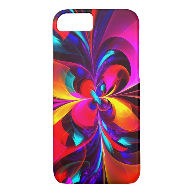 Modern Floral Abstract Art Red Blue Pattern #07 Case-Mate iPhone Case (Back)