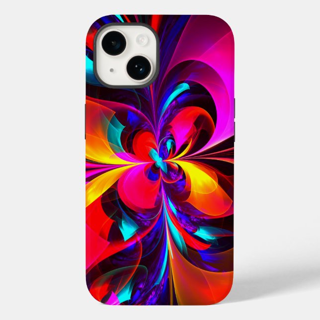 Modern Floral Abstract Art Red Blue Pattern #07 Case-Mate iPhone Case (Back)