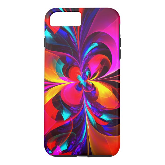 Modern Floral Abstract Art Red Blue Pattern #07 Case-Mate iPhone Case (Back)