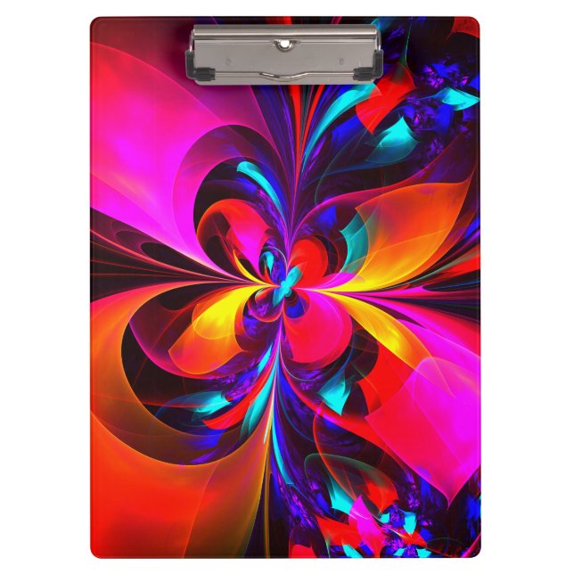 Modern Floral Abstract Art Red Blue Pattern #07 Clipboard (Front)