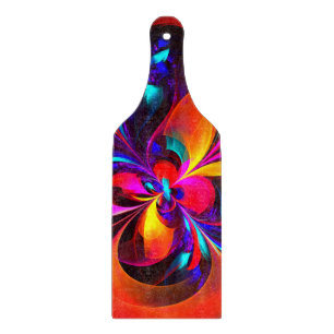 Modern Floral Abstract Art Red Blue Pattern #07 Cutting Board