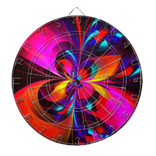 Modern Floral Abstract Art Red Blue Pattern #07 Dartboard