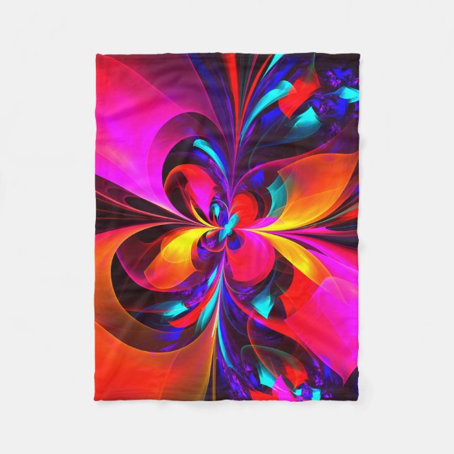 Modern Floral Abstract Art Red Blue Pattern #07 Fleece Blanket (Front)