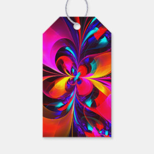 Modern Floral Abstract Art Red Blue Pattern #07 Gift Tags