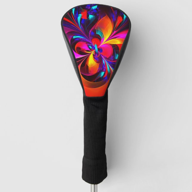Modern Floral Abstract Art Red Blue Pattern #07 Golf Head Cover (Front)