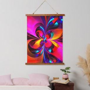 Modern Floral Abstract Art Red Blue Pattern #07 Hanging Tapestry