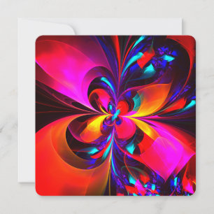 Modern Floral Abstract Art Red Blue Pattern #07 Invitation