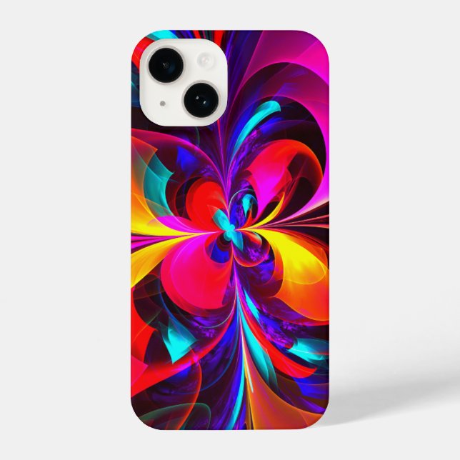 Modern Floral Abstract Art Red Blue Pattern #07 iPhone Case (Back)