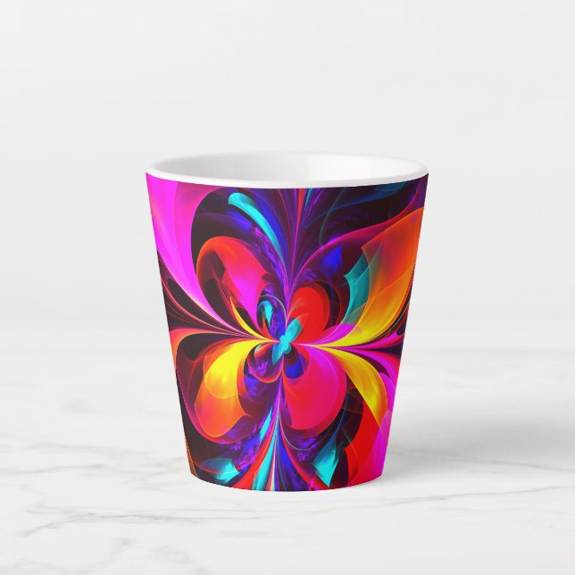 Modern Floral Abstract Art Red Blue Pattern #07 Latte Mug (Front)