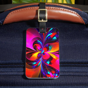 Modern Floral Abstract Art Red Blue Pattern #07 Luggage Tag