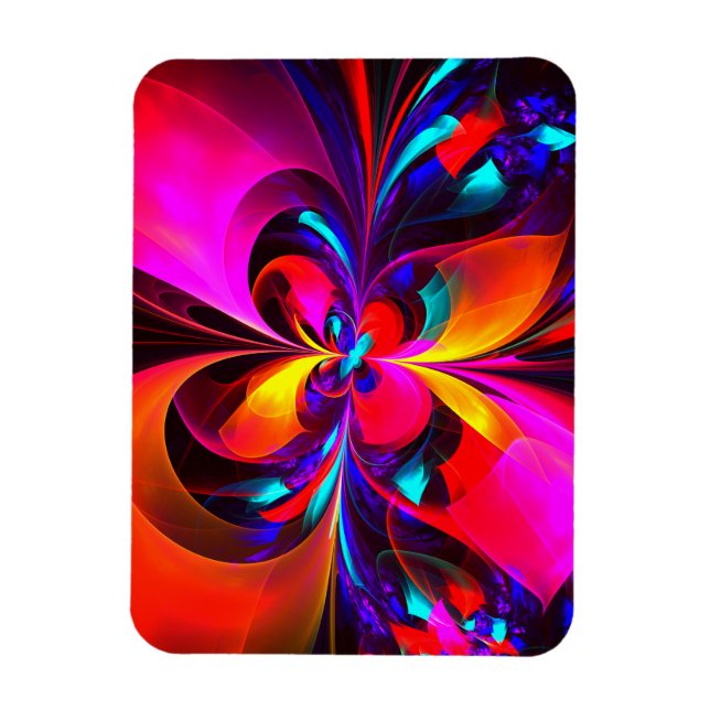 Modern Floral Abstract Art Red Blue Pattern #07 Magnet (Vertical)