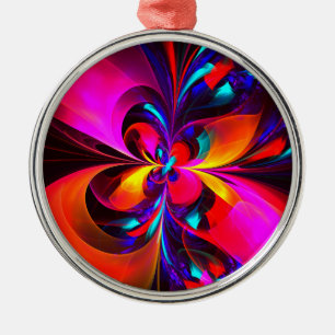 Modern Floral Abstract Art Red Blue Pattern #07 Metal Tree Decoration