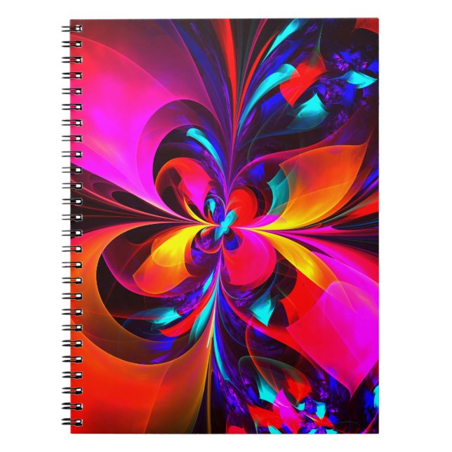 Modern Floral Abstract Art Red Blue Pattern #07 Notebook (Front)