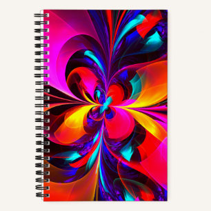 Modern Floral Abstract Art Red Blue Pattern #07 Notebook