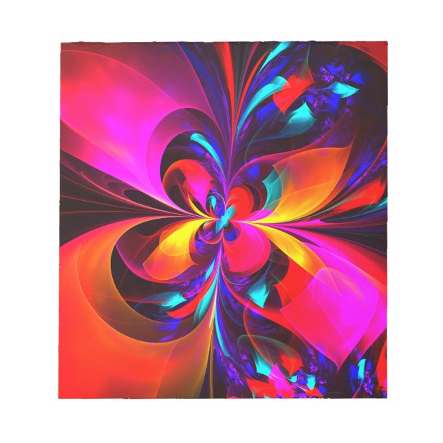 Modern Floral Abstract Art Red Blue Pattern #07 Notepad (Front)