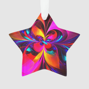 Modern Floral Abstract Art Red Blue Pattern #07 Ornament