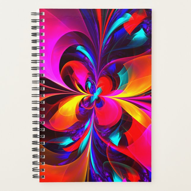 Modern Floral Abstract Art Red Blue Pattern #07 Planner (Front)