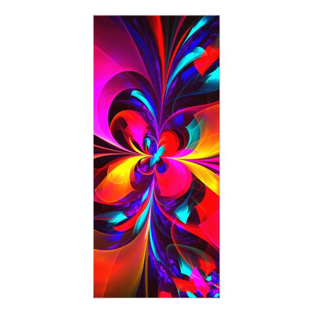 Modern Floral Abstract Art Red Blue Pattern #07 Rack Card (Front)