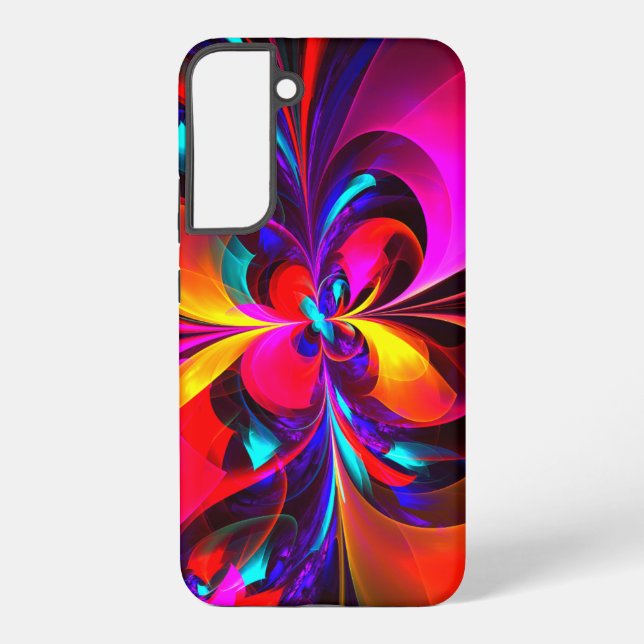 Modern Floral Abstract Art Red Blue Pattern #07 Samsung Galaxy S22+ Case (Back)