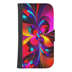 Modern Floral Abstract Art Red Blue Pattern #07 Samsung S4 Wallet Case