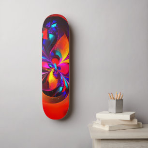 Modern Floral Abstract Art Red Blue Pattern #07 Skateboard