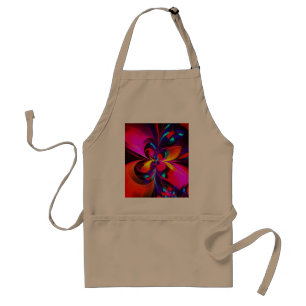 Modern Floral Abstract Art Red Blue Pattern #07 Standard Apron