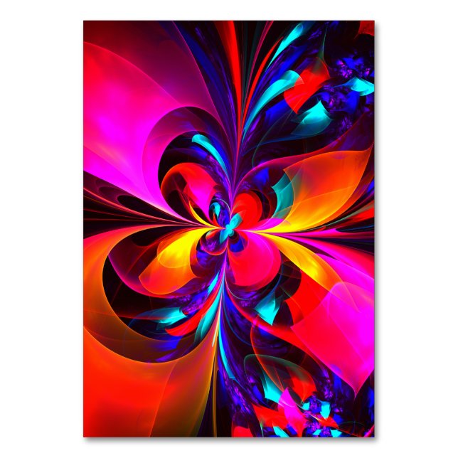 Modern Floral Abstract Art Red Blue Pattern #07 Table Number (Front)