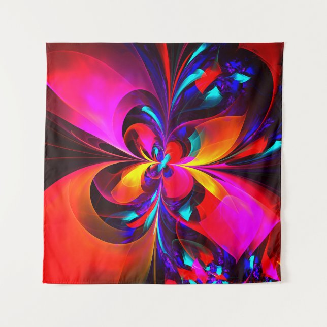 Modern Floral Abstract Art Red Blue Pattern #07 Tapestry (Front)