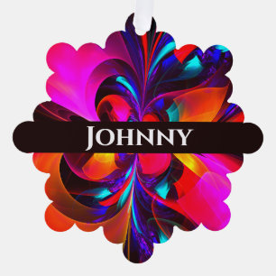 Modern Floral Abstract Art Red Blue Pattern #07 Tree Decoration Card