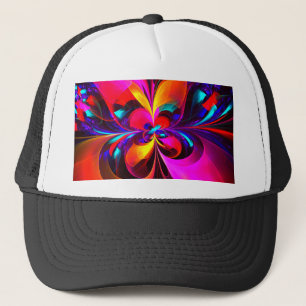 Modern Floral Abstract Art Red Blue Pattern #07 Trucker Hat