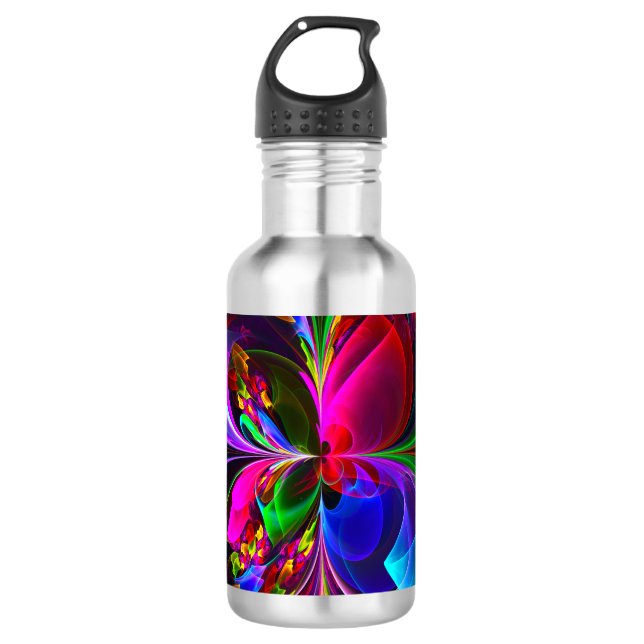 Modern Floral Abstract Art Red Blue Pattern #12 532 Ml Water Bottle (Front)