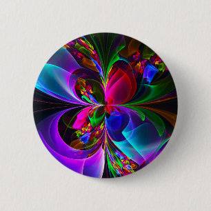 Modern Floral Abstract Art Red Blue Pattern #12 6 Cm Round Badge