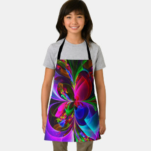 Modern Floral Abstract Art Red Blue Pattern #12 Apron